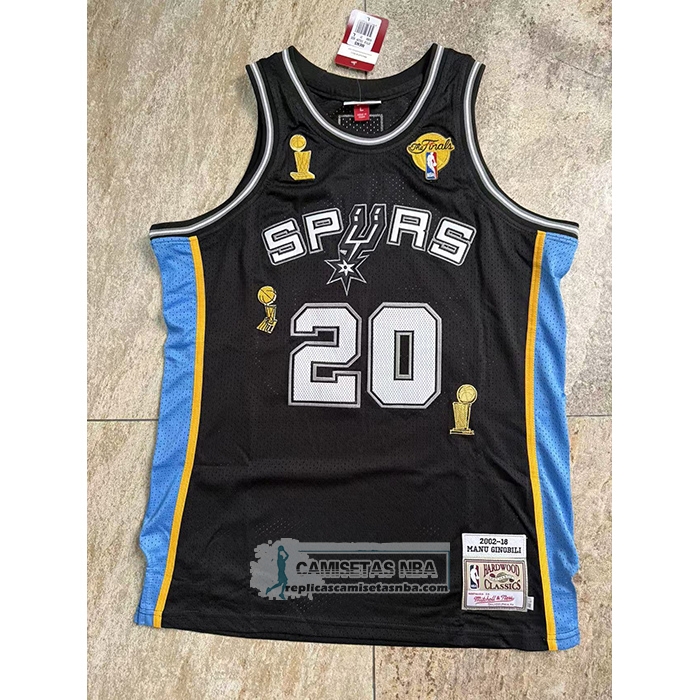 Camiseta San Antonio Spurs Manu Ginobili NO 20 Mitchell & Ness 2002-18 Negro